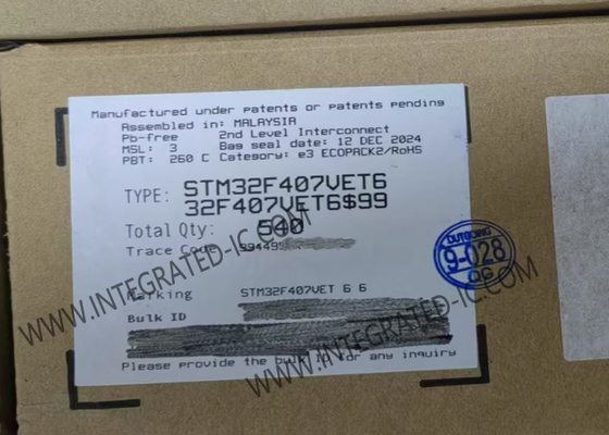 شريحة دارة متكاملة 512 كيلو بايت STM32F407VET6 168 ميجا هرتز Arm Cortex M4 Core 100LQFP