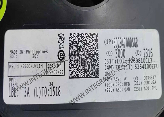 BQ294700DSGR حماية الشريحة المتكاملة الشريحة من الإفراط في الجهد مع مكثف تأخير خارجي