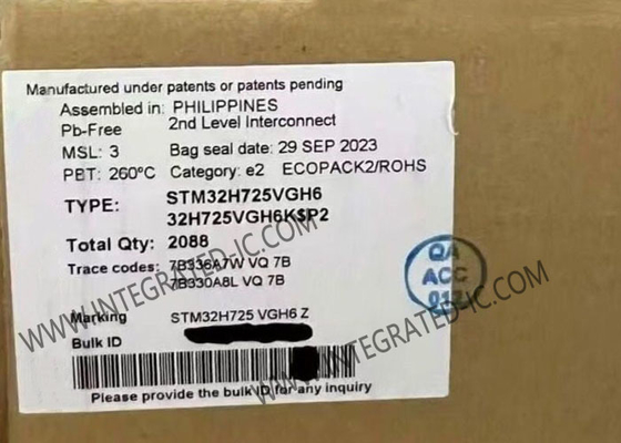 وحدة التحكم الدقيقة (MCU) STM32H725VGH6 ARM Cortex-M7 وحدة التحكم الدقيقة (MCU) مع 564 كيلوبايت من ذاكرة الوصول العشوائي