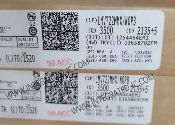 LMV722MMX شريحة دائرة متكاملة لمضخم العمليات ثنائي القناة بتردد 10 ميجاهرتز مع نطاق إمداد من 2.2 فولت إلى 5.5 فولت