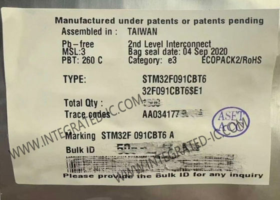 STM32F091CBT6 وحدة التحكم الدقيقة MCU 32 بت وحدة التحكم الدقيقة 48 ميغاهرتز