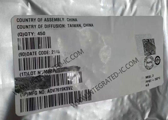 شريحة الدائرة المتكاملة لمستقبل HDMI ADV7619KSVZ، 3 جيجاهرتز، قناتان، واجهة وسائط متعددة عالية الدقة HDMI 1.4a
