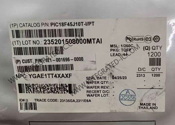 PIC18F45J10T-I/PT متحكم دقيق MCU 8 بت 40 ميجاهرتز مع ذاكرة برنامج 32 كيلو بايت