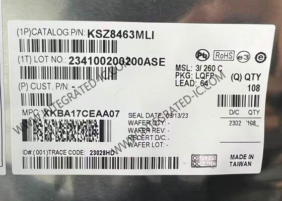 إيثيرنث IC KSZ8463MLI-TR محول إيثيرنث ثلاثي الموانئ مع الألياف LQFP64