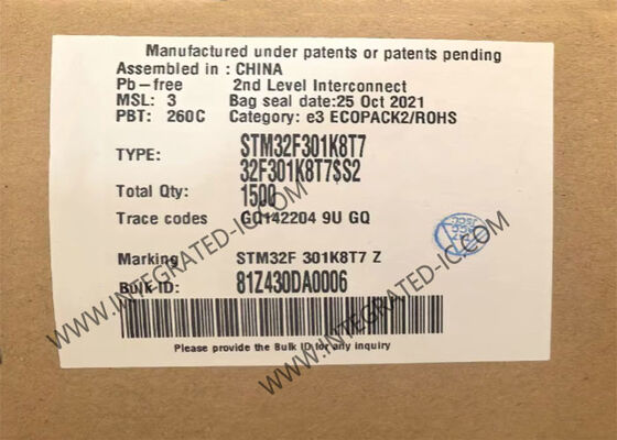 STM32F301K8T7 وحدة التحكم الدقيقة ذات 32 بت مع 72 MHz ARM Cortex M4 Core و 8 قنوات ADC