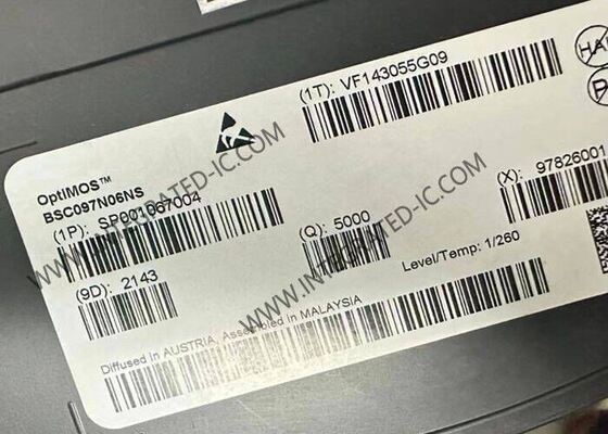 BSC097N06NS 60V N-Channel MOSFET ترانزستور طاقة مع 46A تيار تصريف رقاقة دائرة متكاملة