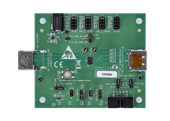 TDP2004EVM حلول مدمجة TDP2004 وحدة تقييم مُكرر إشارة DisplayPort 2.1 رباعية القنوات