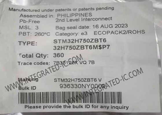 وحدة تحكم دقيقة STM32H750ZBT6 32 بت مع معالج ARM Cortex-M7 بتردد 480 ميجاهرتز، وذاكرة فلاش 128 كيلو بايت، وحزمة 144-LQFP