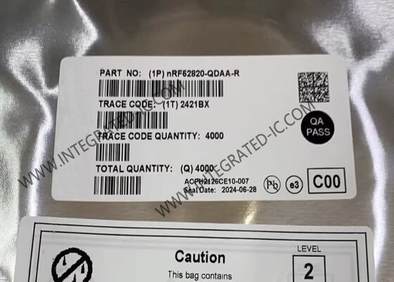 NRF52820-QDAA-R شريحة نظام بلوتوث IC مع طاقة خرج 8 ديسيبل ميلي واط، تدعم تقنية Bluetooth 5.3 ونطاق درجة حرارة ممتد من -40 درجة مئوية إلى 105 درجة مئوية