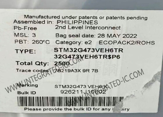 وحدة تحكم دقيقة STM32G473VEH6TR MCU، معالج ARM Cortex-M4 32 بت، بسرعة 170 ميجاهرتز وذاكرة فلاش 512 كيلوبايت