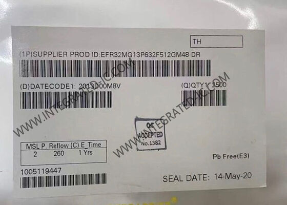 EFR32MG13P632F512GM48-D وحدة الاتصالات اللاسلكية ثنائي الخيط العام Zigbee RF Transceiver مع 512KB فلاش في 48-VFQFN حزمة