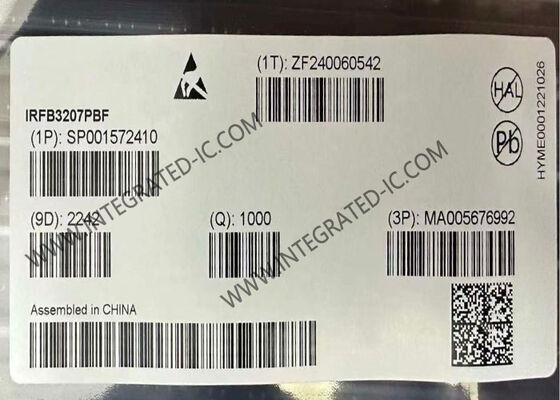 IRFB3207PBF ترانزستور N-Channel Power MOSFET بجهد مصدر الصرف 75V وتيار الصرف المستمر 180A في حزمة TO-220-3