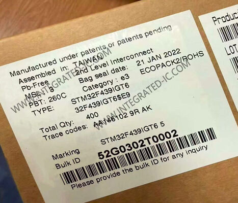 STM32F439IGT6 وحدة التحكم الدقيقة مع حزمة LQFP-176 ، و ADC 12 بت ، و 3.3V I / O Voltage Embedded Processors Chip