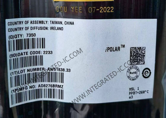 AD8276BRMZ رقاقة الدائرة المتكاملة 550kHz مكبر فرق الفائدة الوحيدة MSOP-8