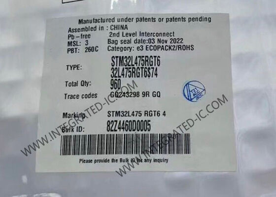 STM32L475RGT6 وحدة التحكم الدقيقة MCU عالية الأداء مع ذاكرة فلاش 1Mbyte