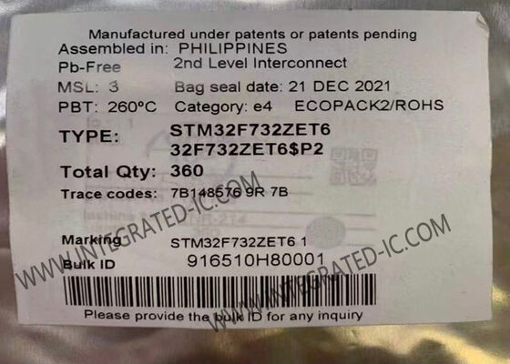 STM32F732ZET6 وحدة التحكم الدقيقة MCU 216MHz النواة الواحدة مع I / O السريع وحزمة 144LQFP