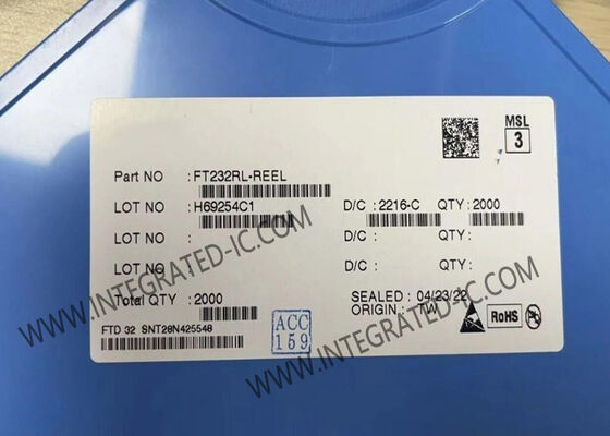 FT232RL USB UART Interface IC مع USB 2.0 Full Speed 3.3V إلى 5.25V إمدادات واحدة في حزمة SSOP-28