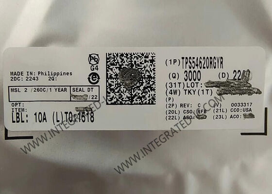 شريحة دائرة متكاملة لمحول خافض متزامن بمخرج 6 أمبير TPS54620RGYR بتردد تبديل من 200 كيلو هرتز إلى 1.6 ميجا هرتز