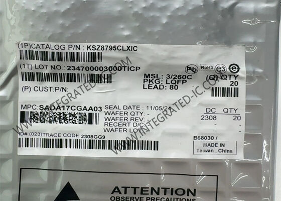 IC Ethernet KSZ8795CLXIC مفتاح Ethernet متكامل 5 منافذ LQFP-80 شريحة Ethernet