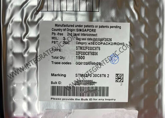 متحكم دقيق STM32F030C8T6 ثنائي 32 بت مع نواة ARM Cortex M0 بسرعة 48 ميجاهرتز و 39 دبوس إدخال/إخراج