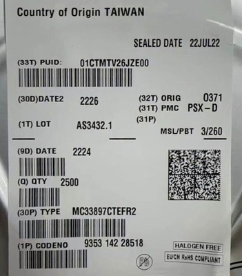 MC33897CTEFR2 رقاقة الدوائر المتكاملة 500mV علبة سلك واحد صانع SOIC-14