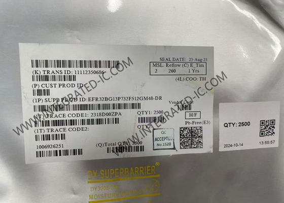 EFR32BG13P732F512GM48-DR شريحة بلوتوث IC بتردد 2.4 جيجاهرتز مع قدرة إخراج 19 ديسيبل ميلي واط ونواة ARM Cortex M4
