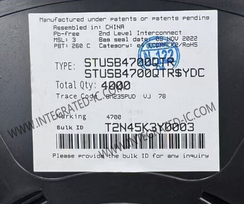 شريحة الدوائر المتكاملة STUSB4700QTR 400kb / s وحدات تحكم USB PD QFN-24