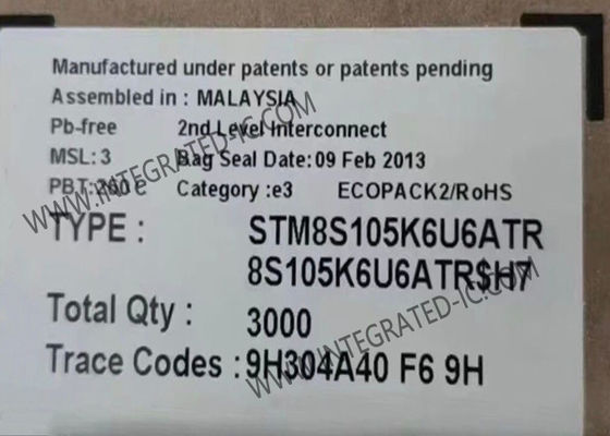 STM8S105K6U6ATR وحدة التحكم الدقيقة 16MHz خط الوصول الرئيسي 8-بيت وحدة التحكم الدقيقة UFQFN-32