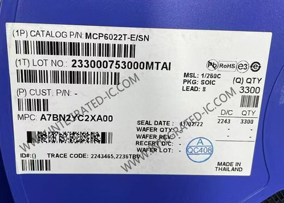 MCP6022T-E/SN رقاقة الدوائر المتكاملة القناة المزدوجة 10MHz مكبرات التشغيل SOIC-8
