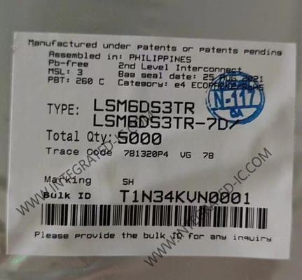 LSM6DS3TR أجهزة الاستشعار IC 1.25mA وحدة قياس جدران iNEMO ذات 6 محاور حزمة LGA-14L