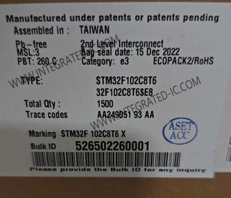 STM32F102C8T6 وحدة التحكم الدقيقة 48MHz ARM Cortex M3 وحدة التحكم الدقيقة LQFP-48 حزمة