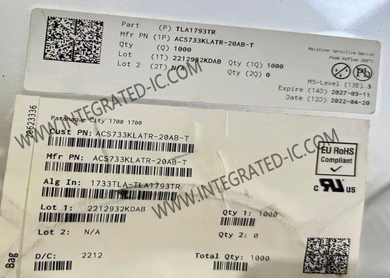 ACS733KLATR-20AB أجهزة الاستشعار IC عرض النطاق الترددي 1MHz أجهزة الاستشعار الحالية المعزولة غالبانيا IC SOIC-16