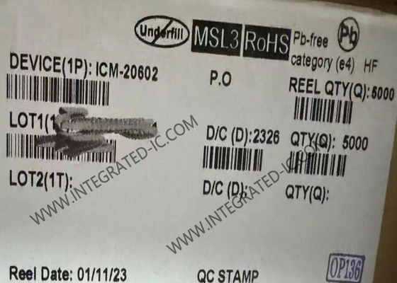 ICM-20602 أجهزة الاستشعار IC عالية الأداء 6 محور MEMS جهاز تتبع الحركة LGA16