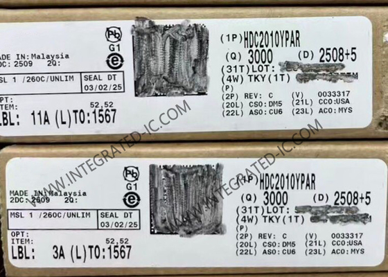 جهاز استشعار HDC2010YPAR IC 50nA الرطوبة منخفضة الطاقة والحرارة أجهزة استشعار رقمية DSBGA6