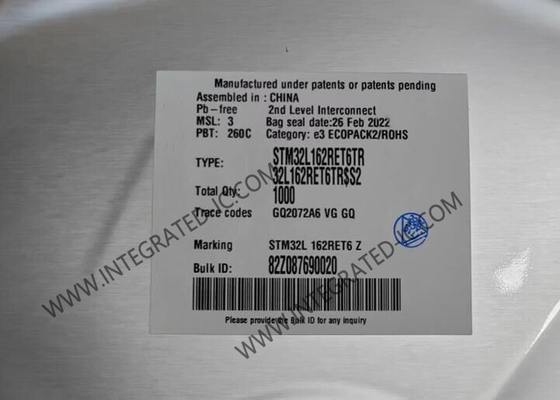 STM32L162RET6TR وحدة التحكم الدقيقة 32 ميغاهرتز 32 بت وحدة التحكم الدقيقة ذات النواة الواحدة LQFP64 وحدة التحكم الدقيقة المدمجة