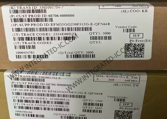 EFM32GG230F512G-E-QFN64 وحدة التحكم الدقيقة MCU ARM Cortex-M3 وحدة التحكم الدقيقة 32 بت