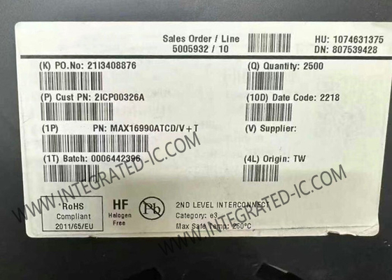 رقاقة الدوائر المتكاملة MAX16990ATCD 36V 2.5MHz أجهزة تحكم مكبر للسيارات