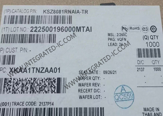 KSZ8081RNAIA رقاقة إيثرنت 10/100 Base-T/TX جهاز إرسال واستقبال الطبقة المادية مع دعم RMII