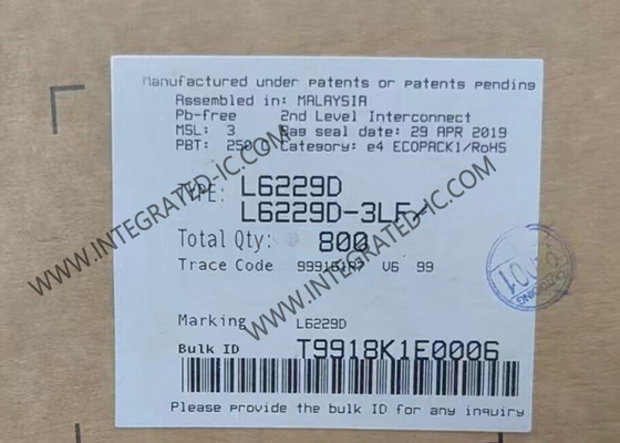 L6229D حلقة متكاملة شريحة DMOS سائق 3 مراحل بدون فرشة محرك DC SOIC24