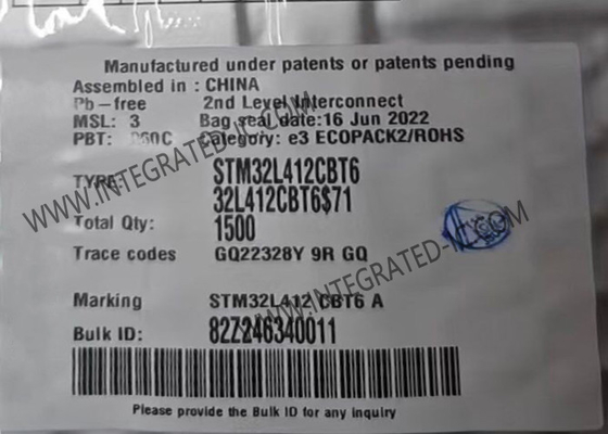 128 كيلو بايت فلاش متحكم MCU STM32L412CBT6 80 ميجا هرتز متحكم رقاقة LQFP48