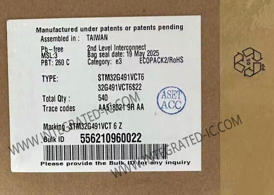 STM32G491VCT6 وحدة التحكم الدقيقة MCU تصل إلى 170MHz 32 بت ARM Cortex-M4 وحدة التحكم الدقيقة LQFP-100