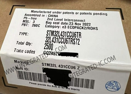 STM32L431CCU6 وحدة التحكم الدقيقة MCU 32 بت واحد النواة 80MHz 256KB فلاش وحدة التحكم الدقيقة IC