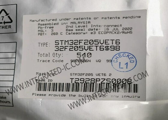 STM32F205VET6 وحدة التحكم الدقيقة MCU 32-Bit Single-Core مع 120 MHz و 16-Stream DMA